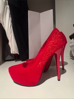 Women's Red Embellished Stiletto Heels
